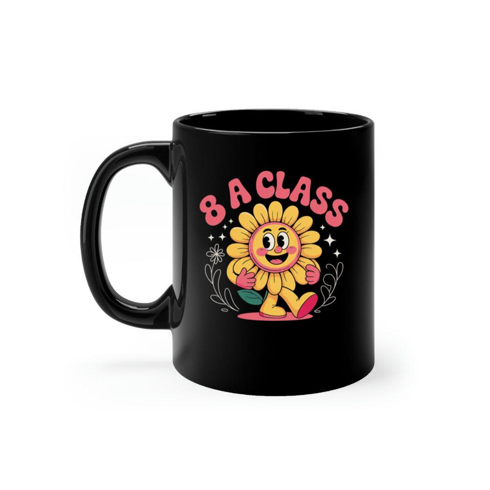 8A Class Happy Flower Groovy Artwork for Fun School Day Vibes Mug