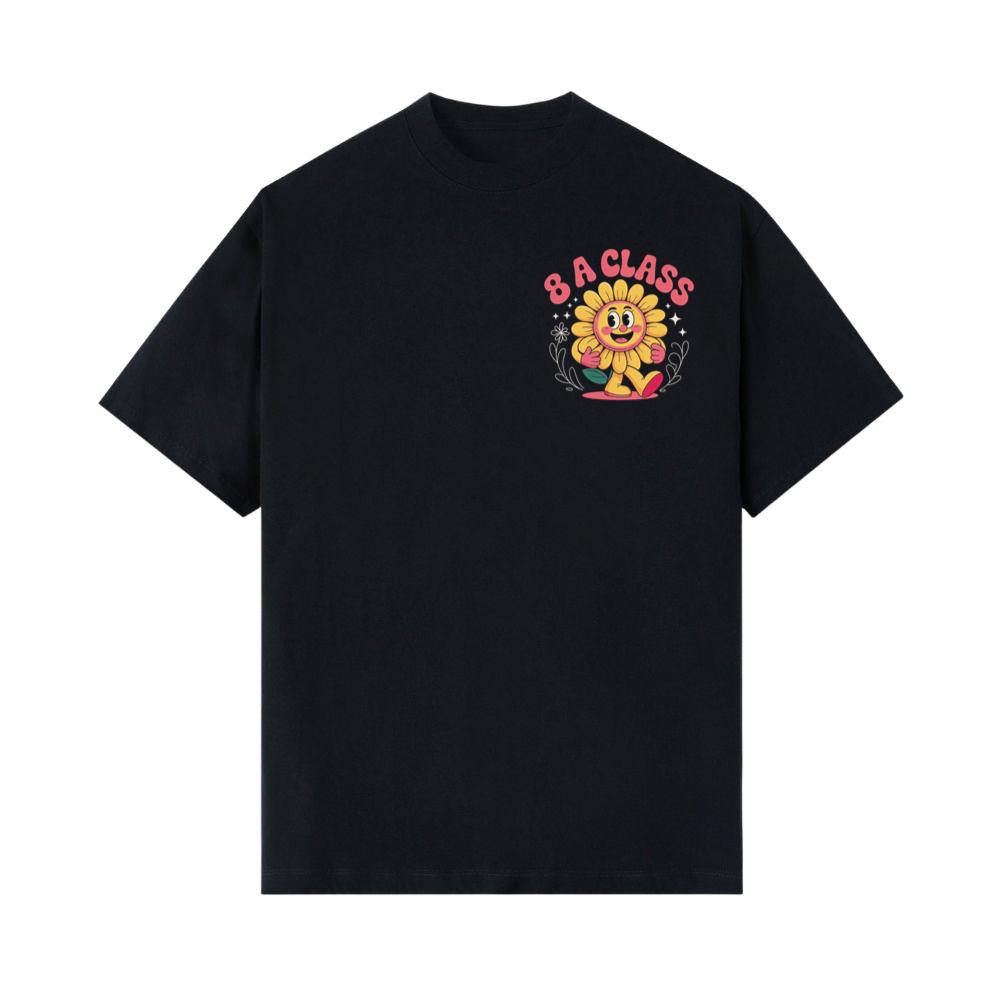 8A Class Happy Flower Groovy Artwork for Fun School Day Vibes T-Shirt