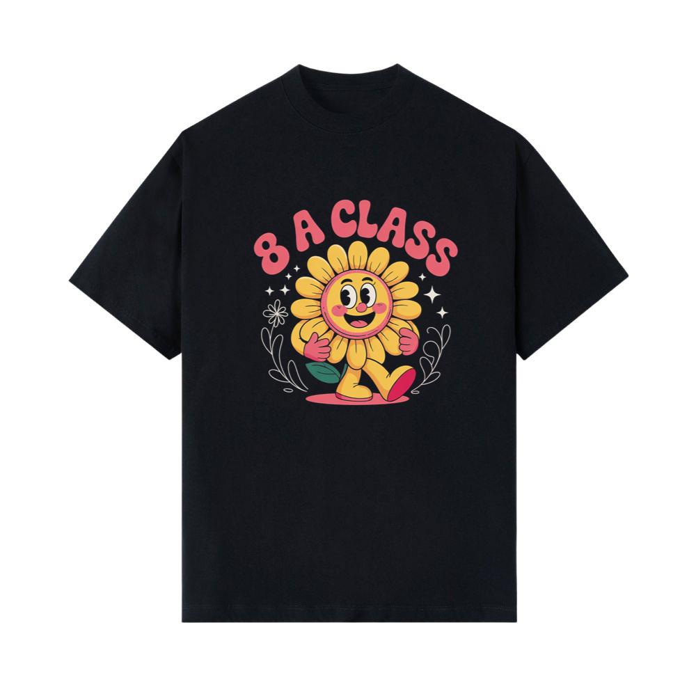 8A Class Happy Flower Groovy Artwork for Fun School Day Vibes T-Shirt