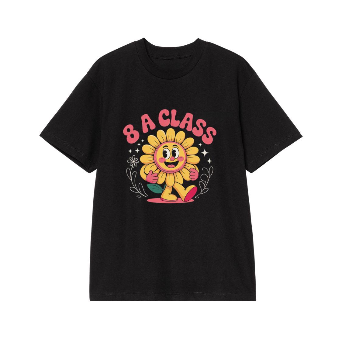 8A Class Happy Flower Groovy Artwork for Fun School Day Vibes T-Shirt