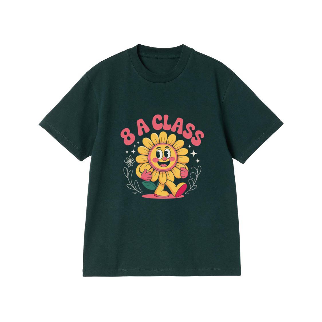 8A Class Happy Flower Groovy Artwork for Fun School Day Vibes T-Shirt - Image 2