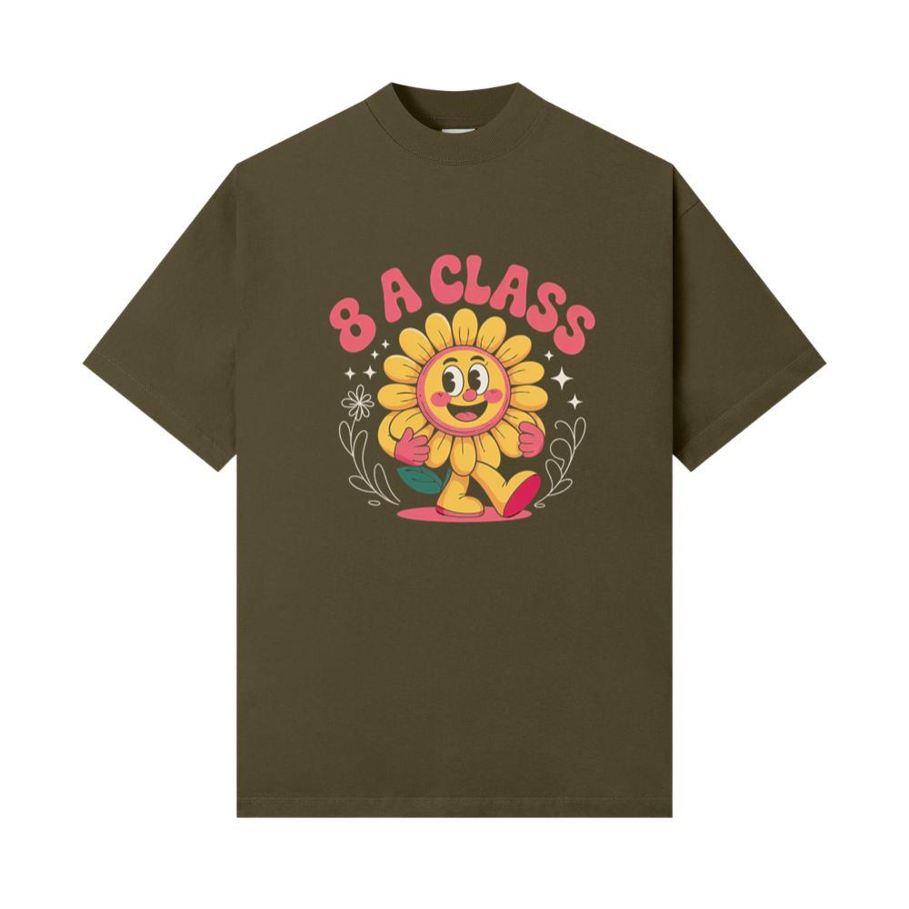 8A Class Happy Flower Groovy Artwork for Fun School Day Vibes T-Shirt - Image 2