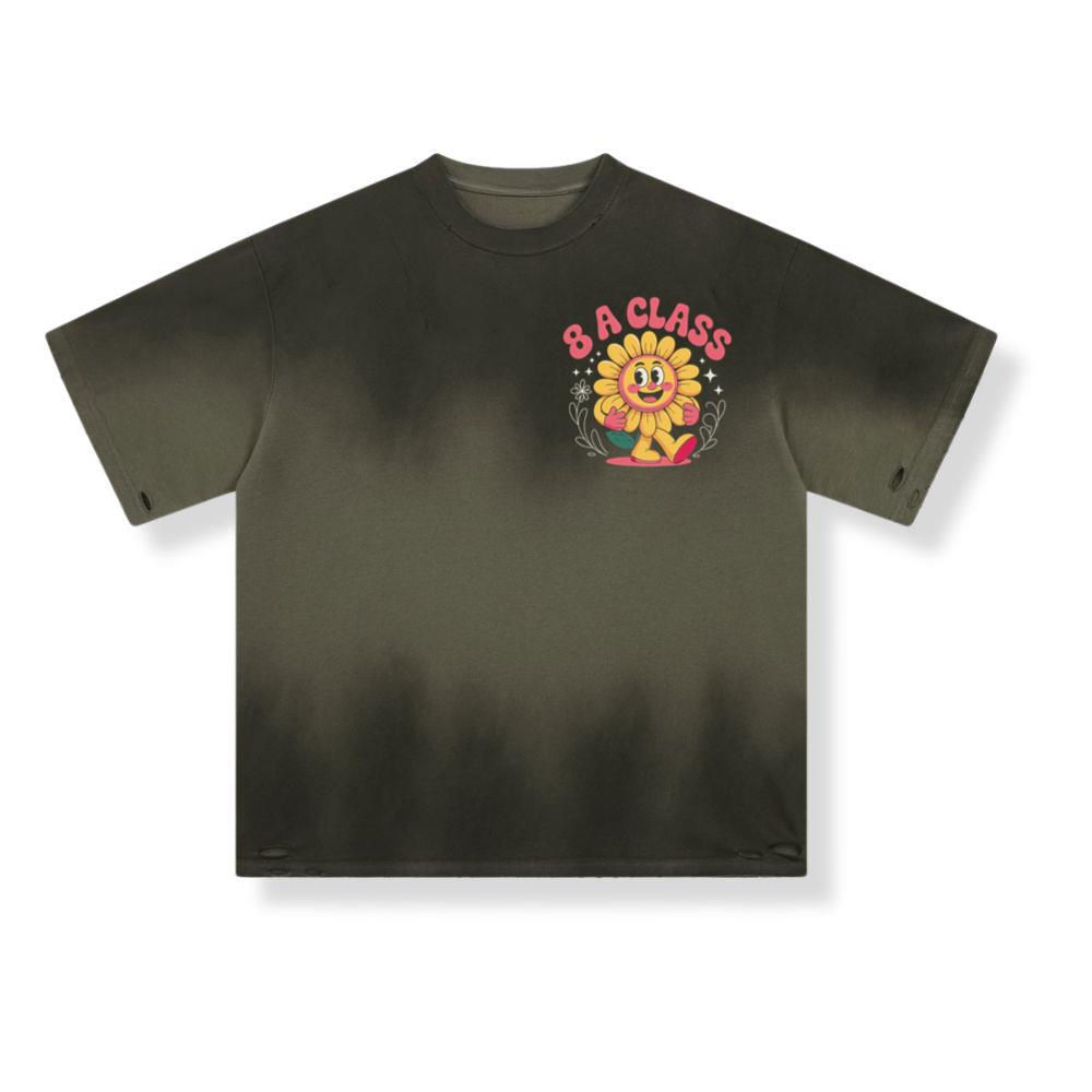 8A Class Happy Flower Groovy Artwork for Fun School Day Vibes T-Shirt - Image 3