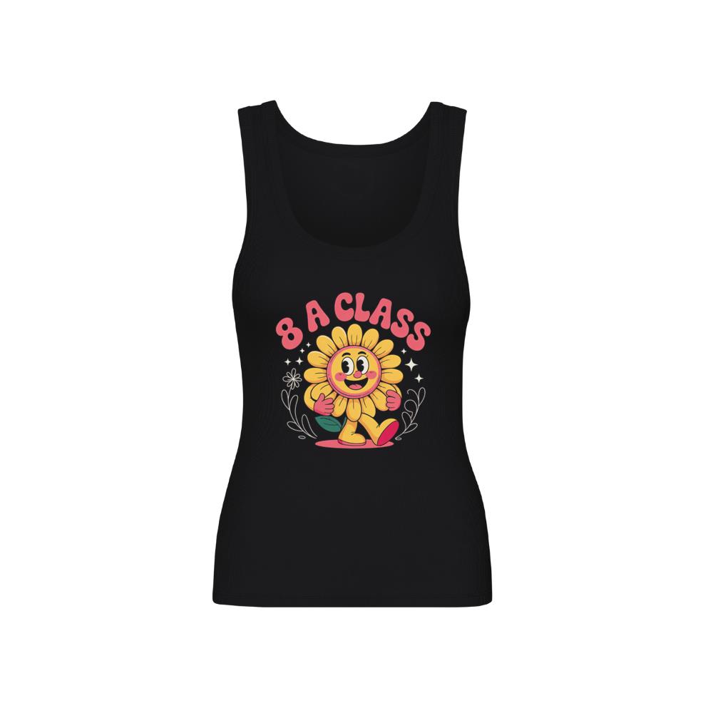 8A Class Happy Flower Groovy Artwork for Fun School Day Vibes Tank Top