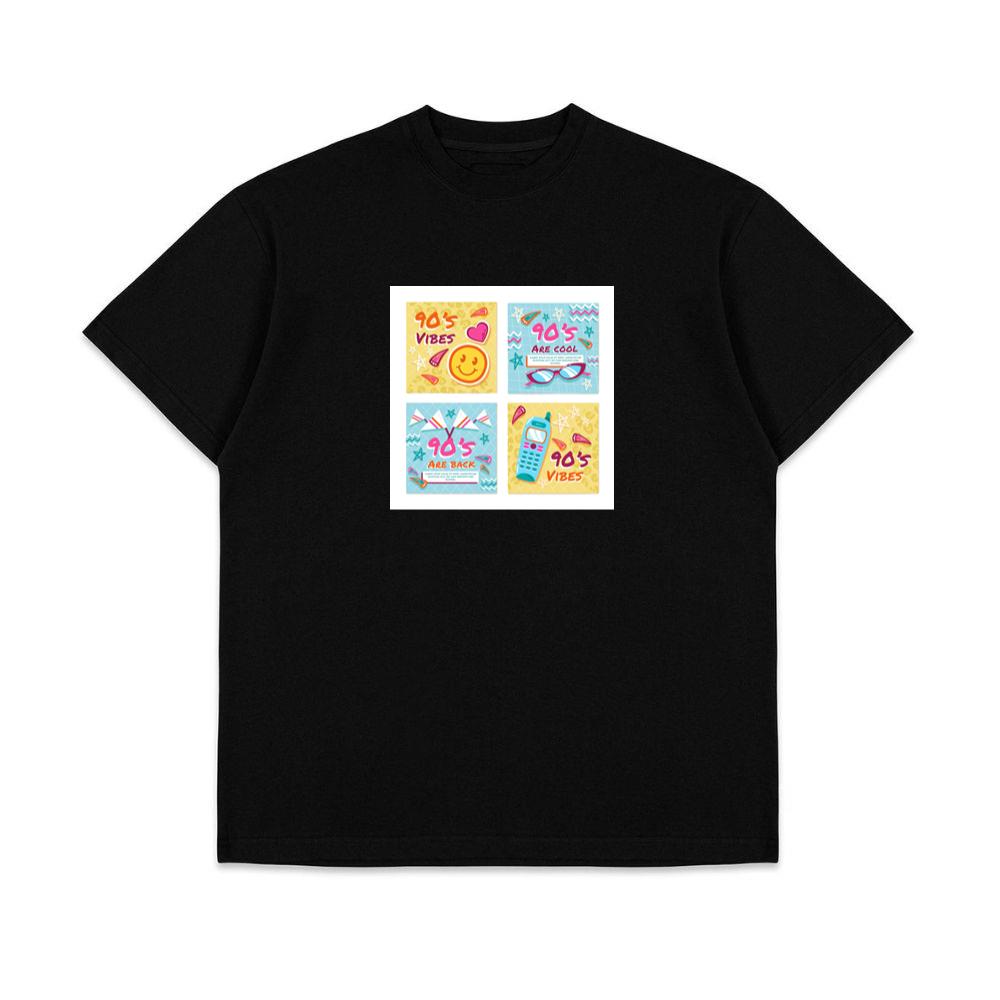 90s Design Set with Smiley Face and Flip Phone T-Shirts