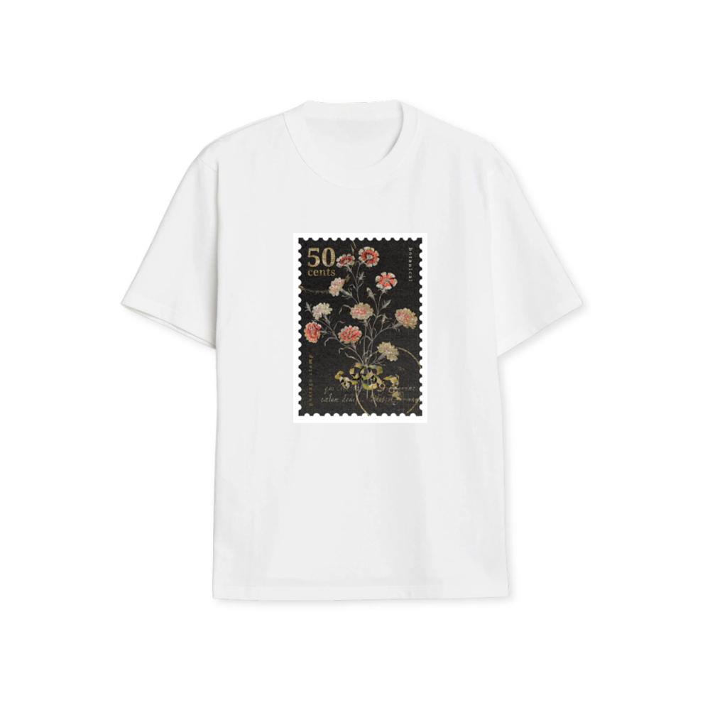 A 50 Cent Stamp with Detailed Floral Illustration T-Shirts