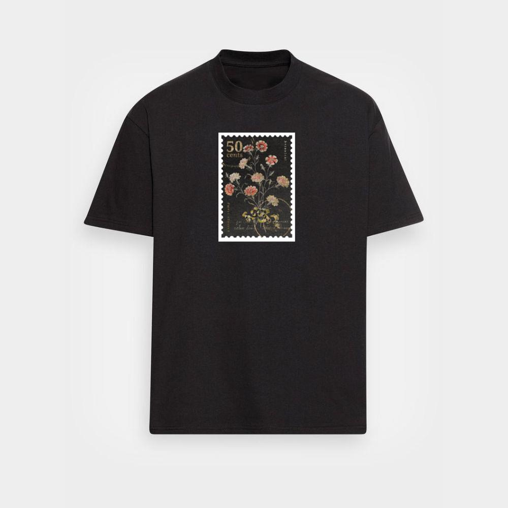 A 50 Cent Stamp with Detailed Floral Illustration T-Shirts