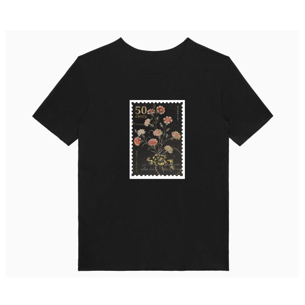 A 50 Cent Stamp with Detailed Floral Illustration T-Shirts