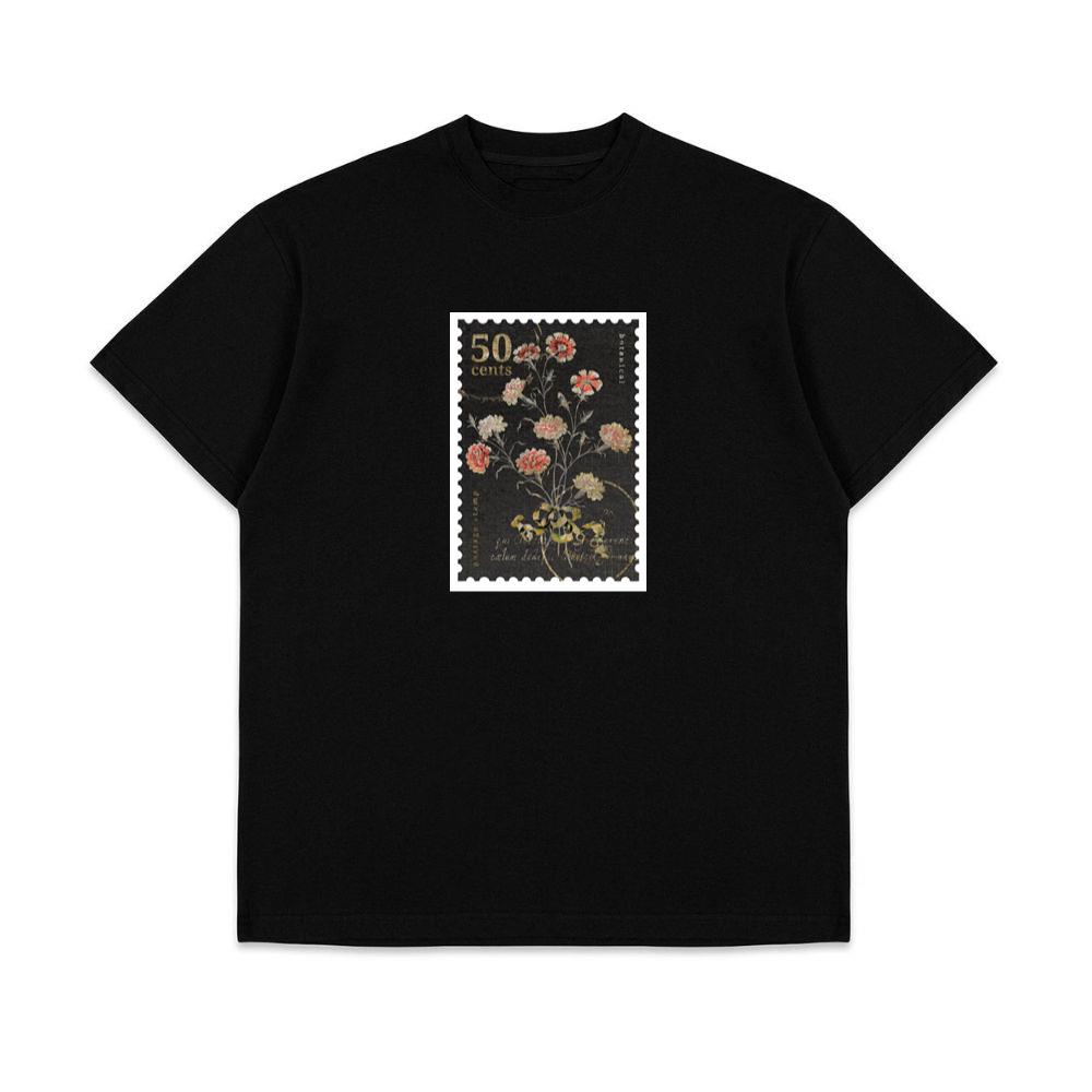 A 50 Cent Stamp with Detailed Floral Illustration T-Shirts