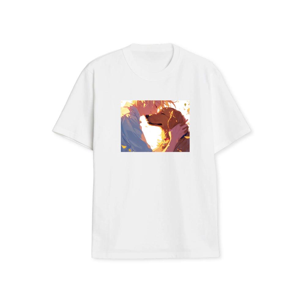 A Boy and His Dog in a Tender Embrace T-Shirts
