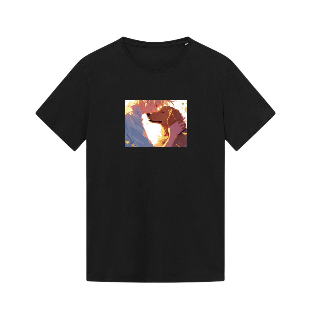 A Boy and His Dog in a Tender Embrace T-Shirts