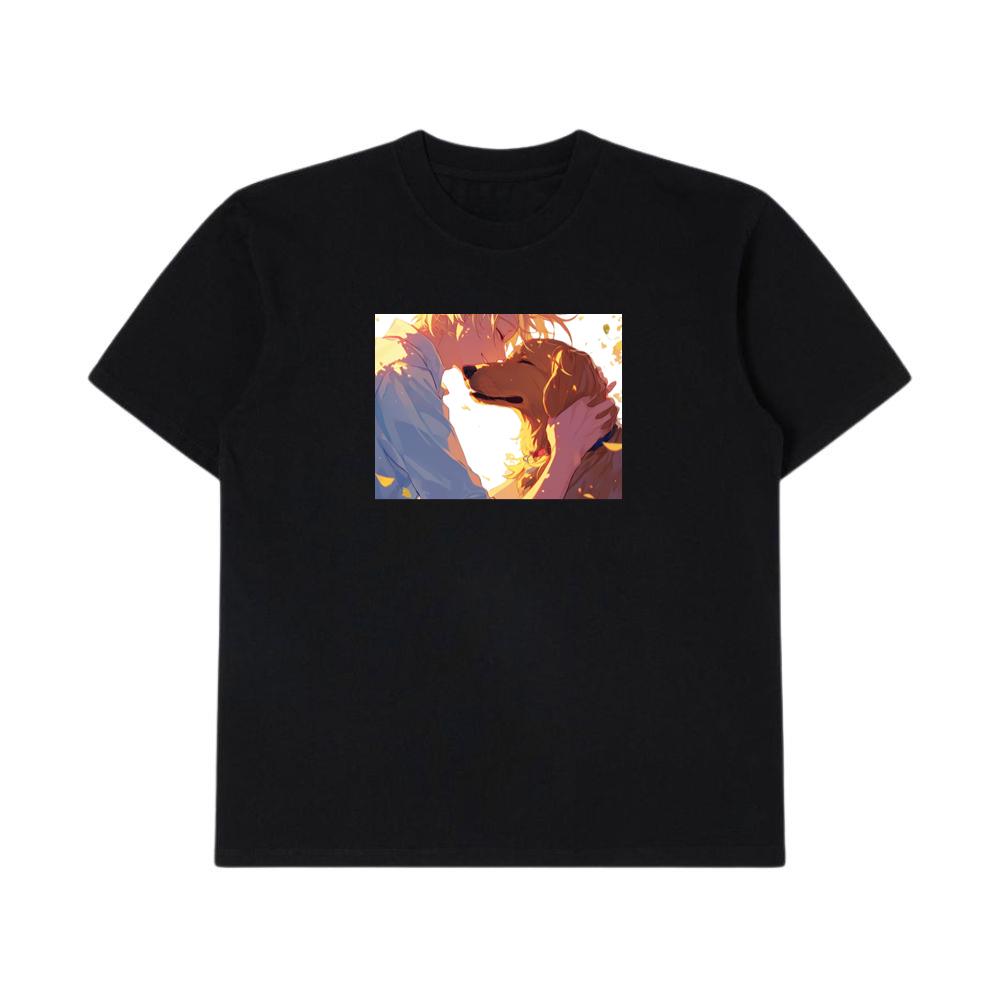 A Boy and His Dog in a Tender Embrace T-Shirts