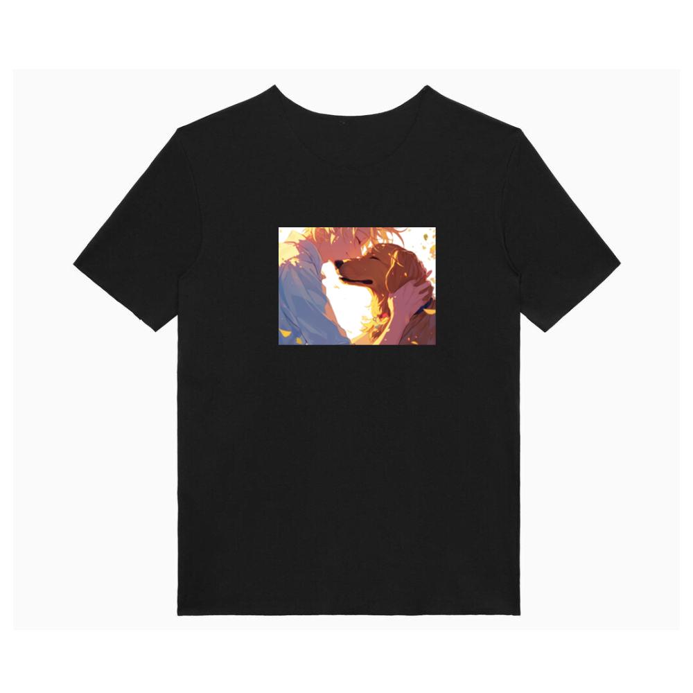 A Boy and His Dog in a Tender Embrace T-Shirts