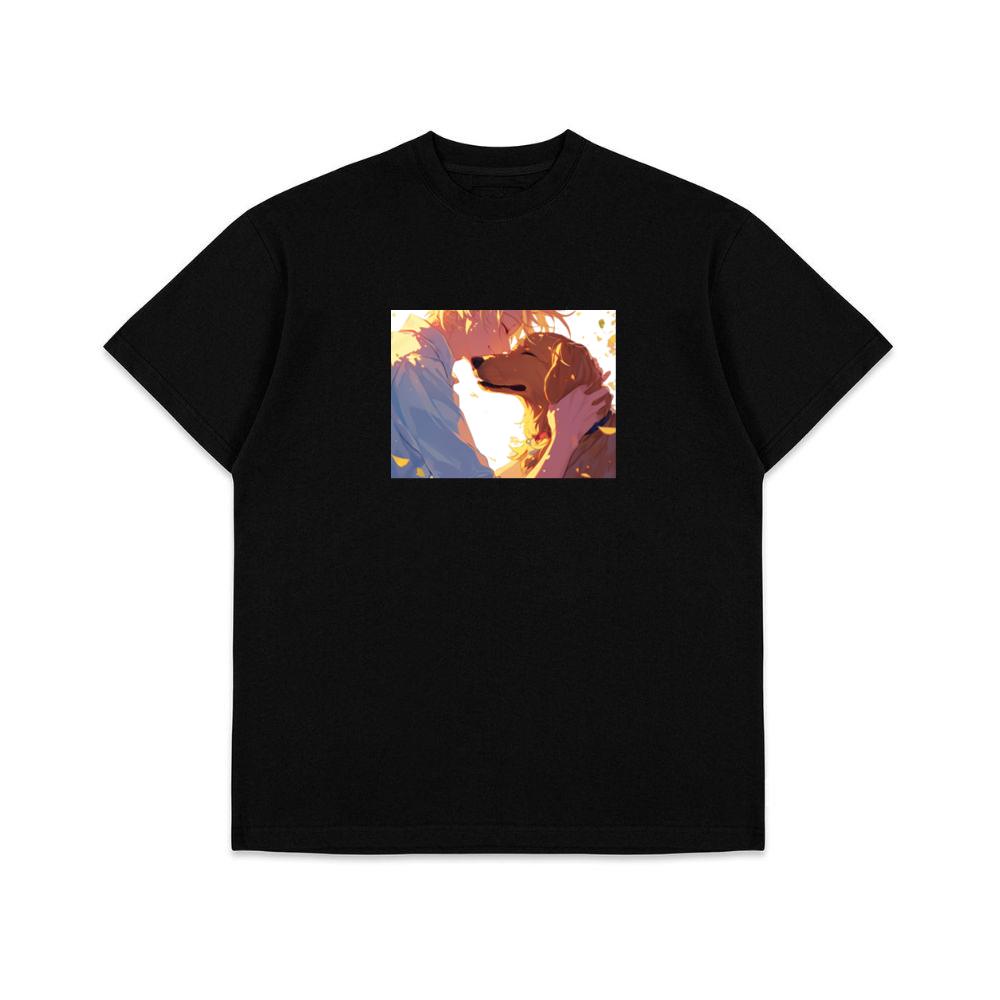 A Boy and His Dog in a Tender Embrace T-Shirts