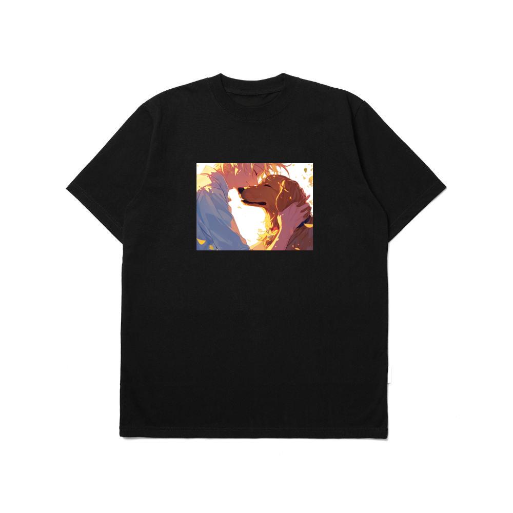 A Boy and His Dog in a Tender Embrace TShirts Amosos