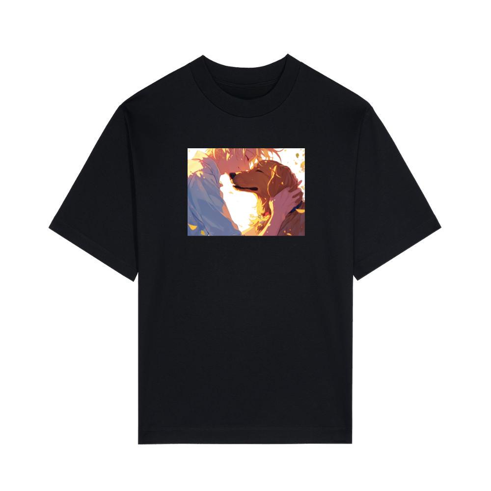 A Boy and His Dog in a Tender Embrace T-Shirts