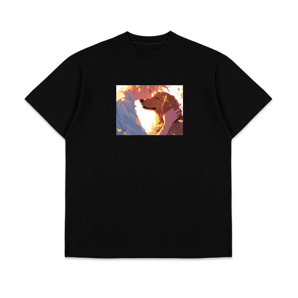 A Boy and His Dog in a Tender Embrace T-Shirts