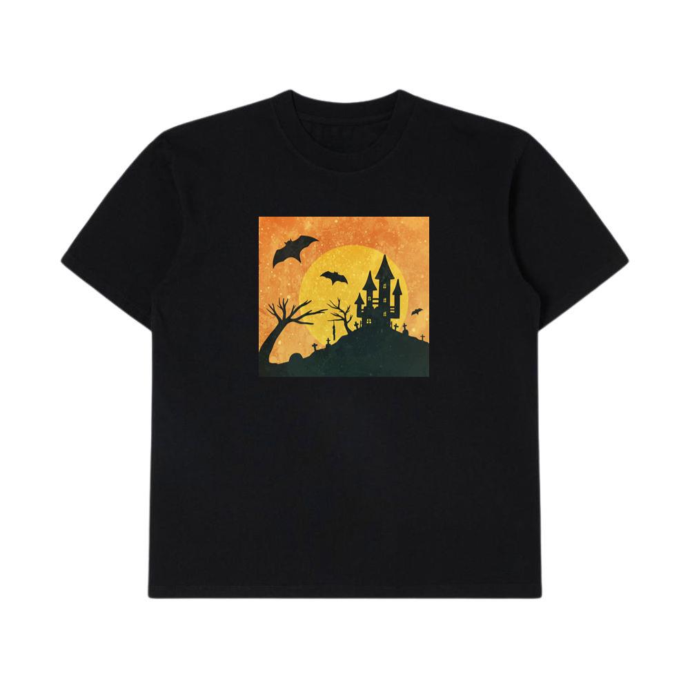 A Castle of Shadows in a Moonlit Midnight T-Shirts