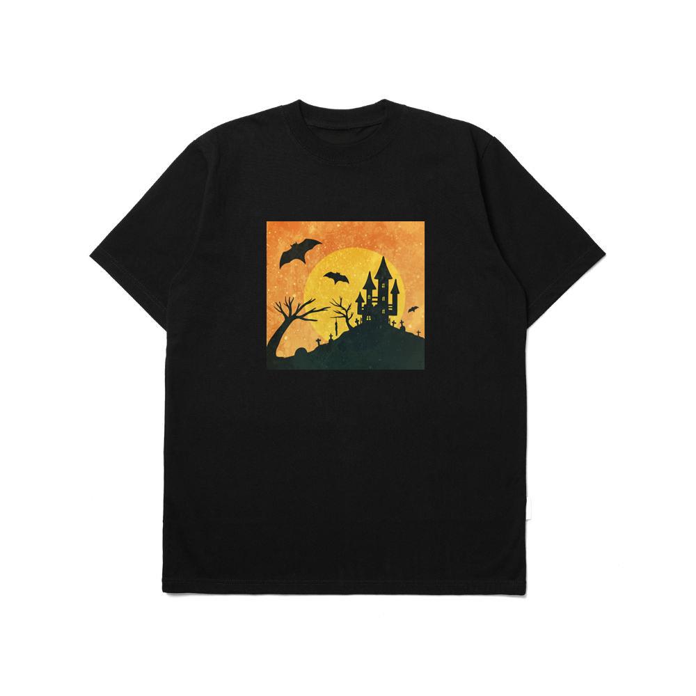 A Castle of Shadows in a Moonlit Midnight TShirts Amosos