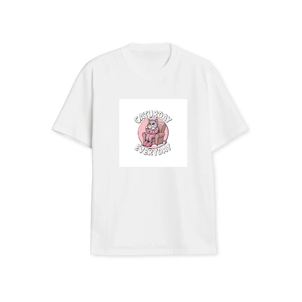 A Cat's Cozy Coffee Break in a World of Relaxation T-Shirts