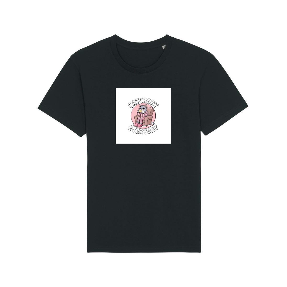 A Cat's Cozy Coffee Break in a World of Relaxation T-Shirts