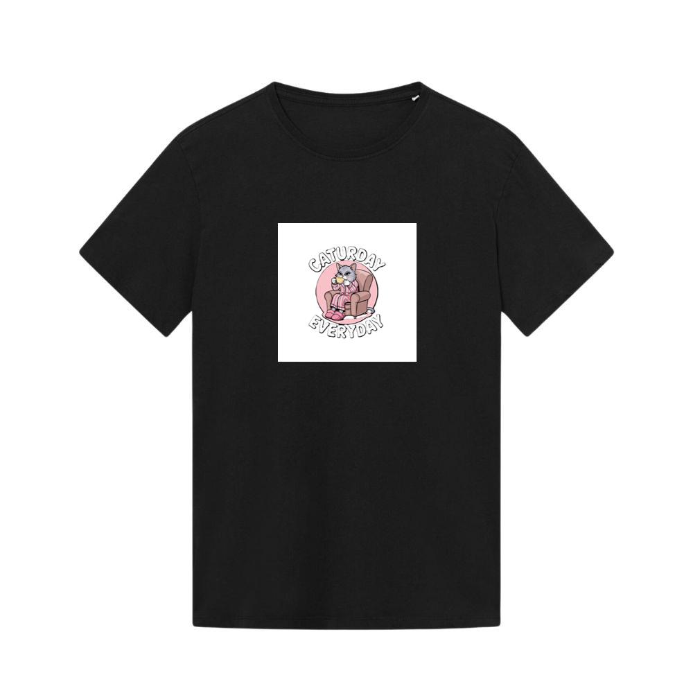 A Cat's Cozy Coffee Break in a World of Relaxation T-Shirts