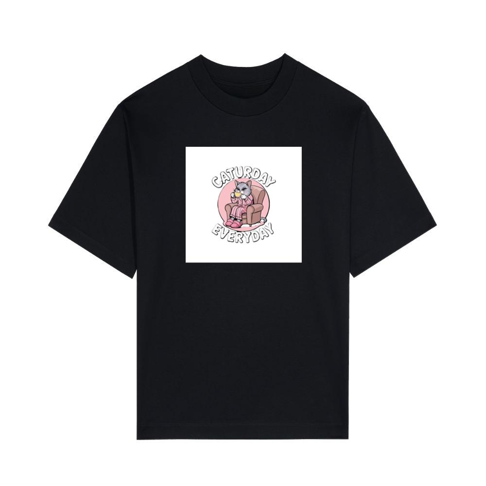 A Cat's Cozy Coffee Break in a World of Relaxation T-Shirts