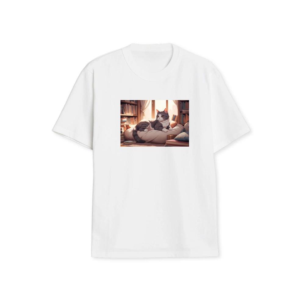 A Cat's Sanctuary in a Library's Embrace T-Shirts