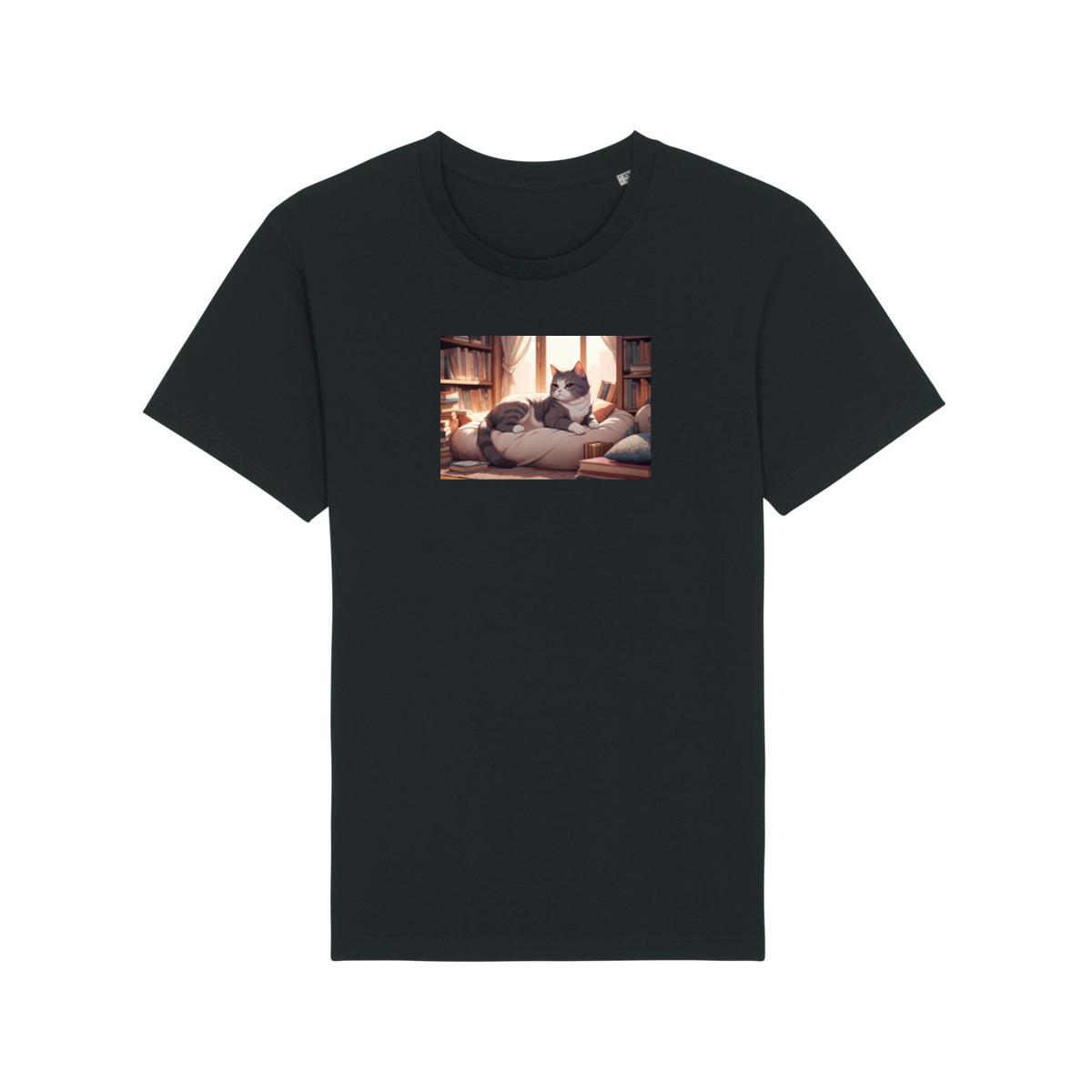 A Cat's Sanctuary in a Library's Embrace T-Shirts