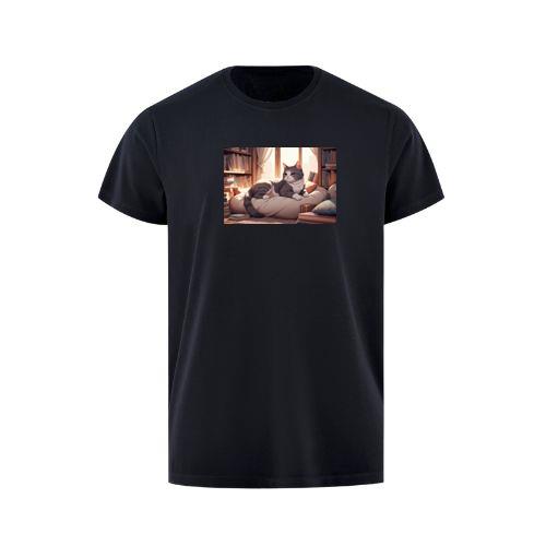 A Cat's Sanctuary in a Library's Embrace T-Shirts