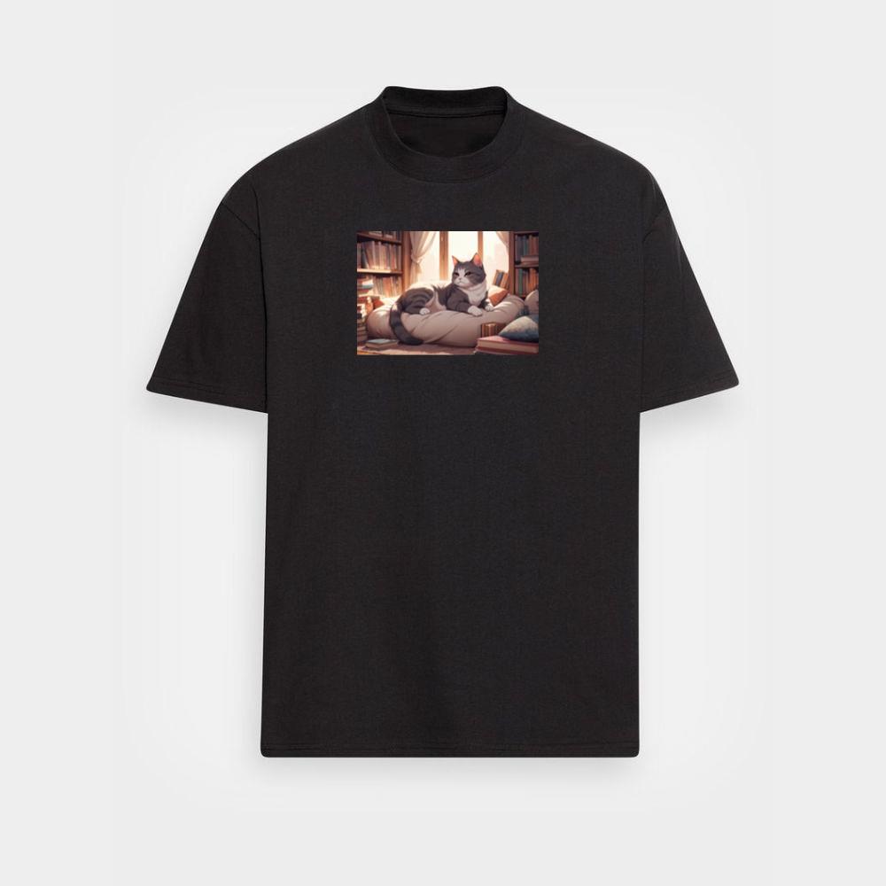 A Cat's Sanctuary in a Library's Embrace T-Shirts