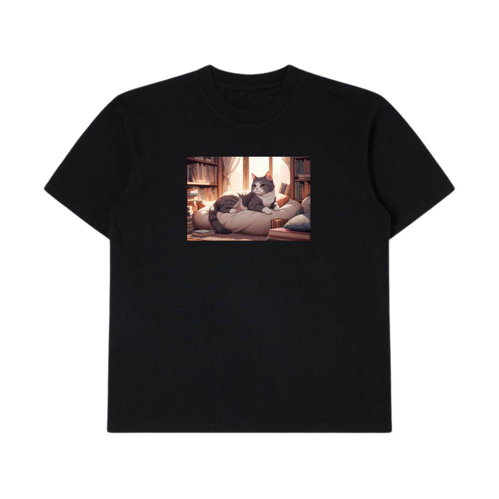 A Cat's Sanctuary in a Library's Embrace T-Shirts