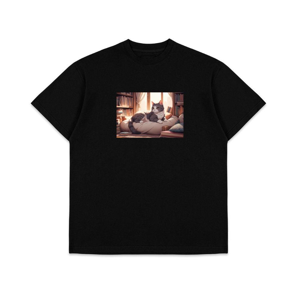 A Cat's Sanctuary in a Library's Embrace T-Shirts