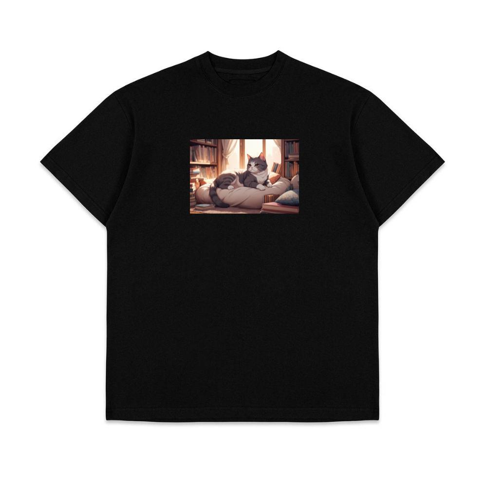 A Cat's Sanctuary in a Library's Embrace T-Shirts