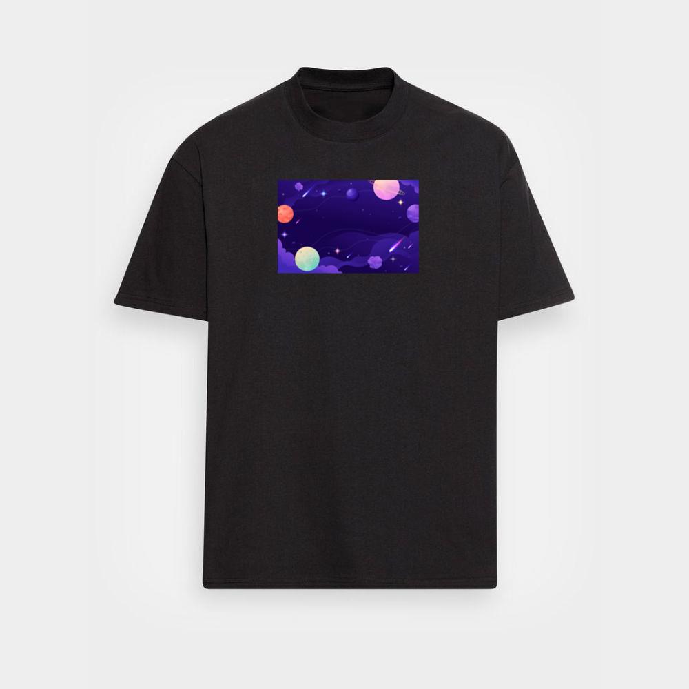A Galactic Gathering in a Purple Panorama T-Shirts