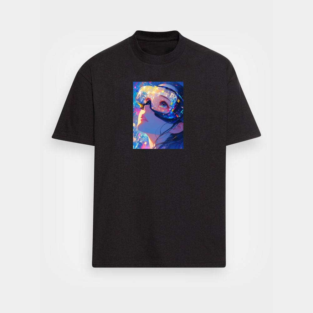 A Gaze into the Glitch-Infused Realm of Virtual Reality T-Shirts