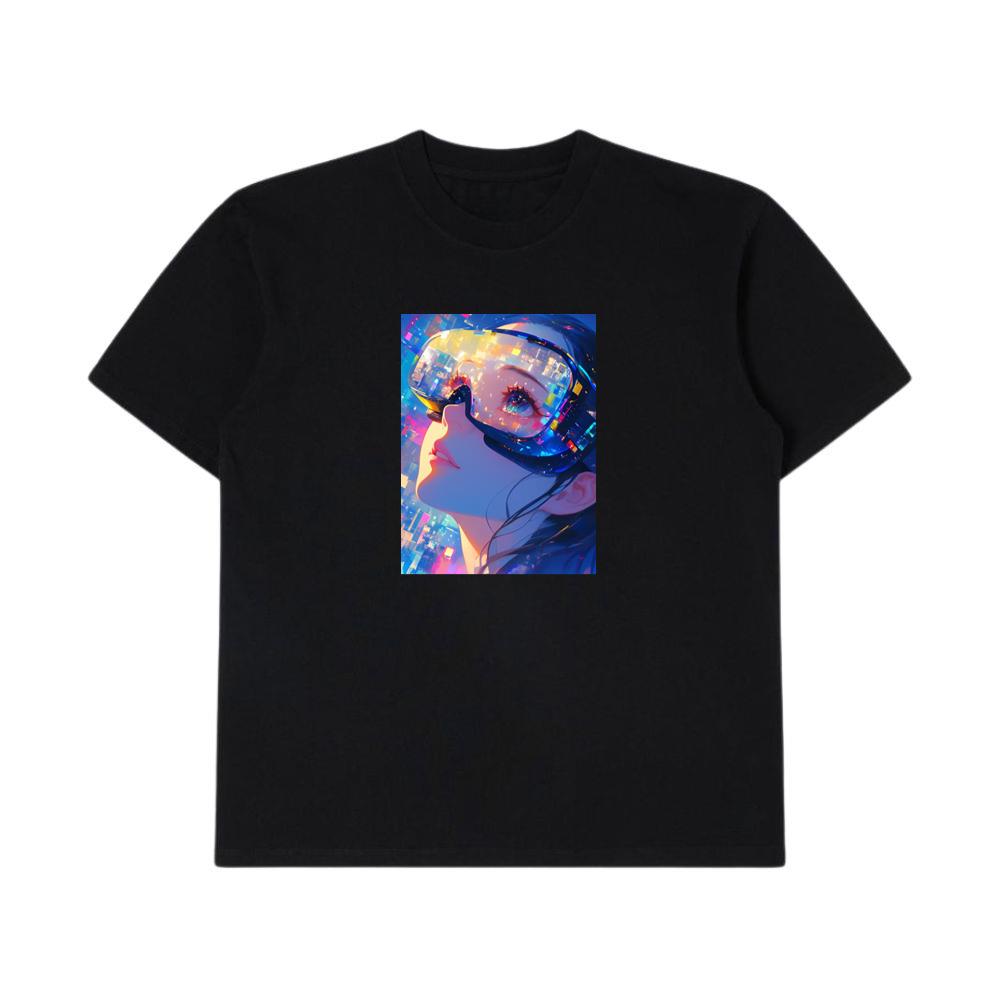 A Gaze into the Glitch-Infused Realm of Virtual Reality T-Shirts