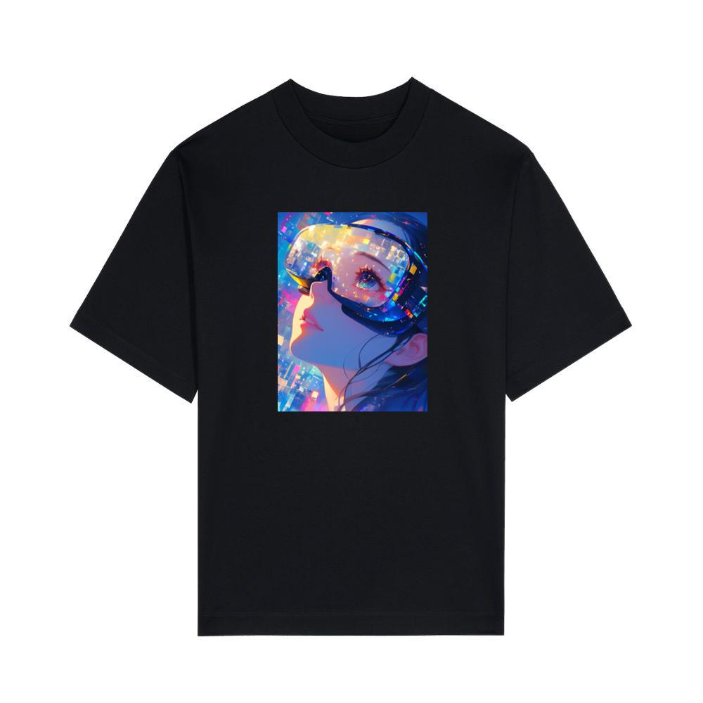 A Gaze into the Glitch-Infused Realm of Virtual Reality T-Shirts