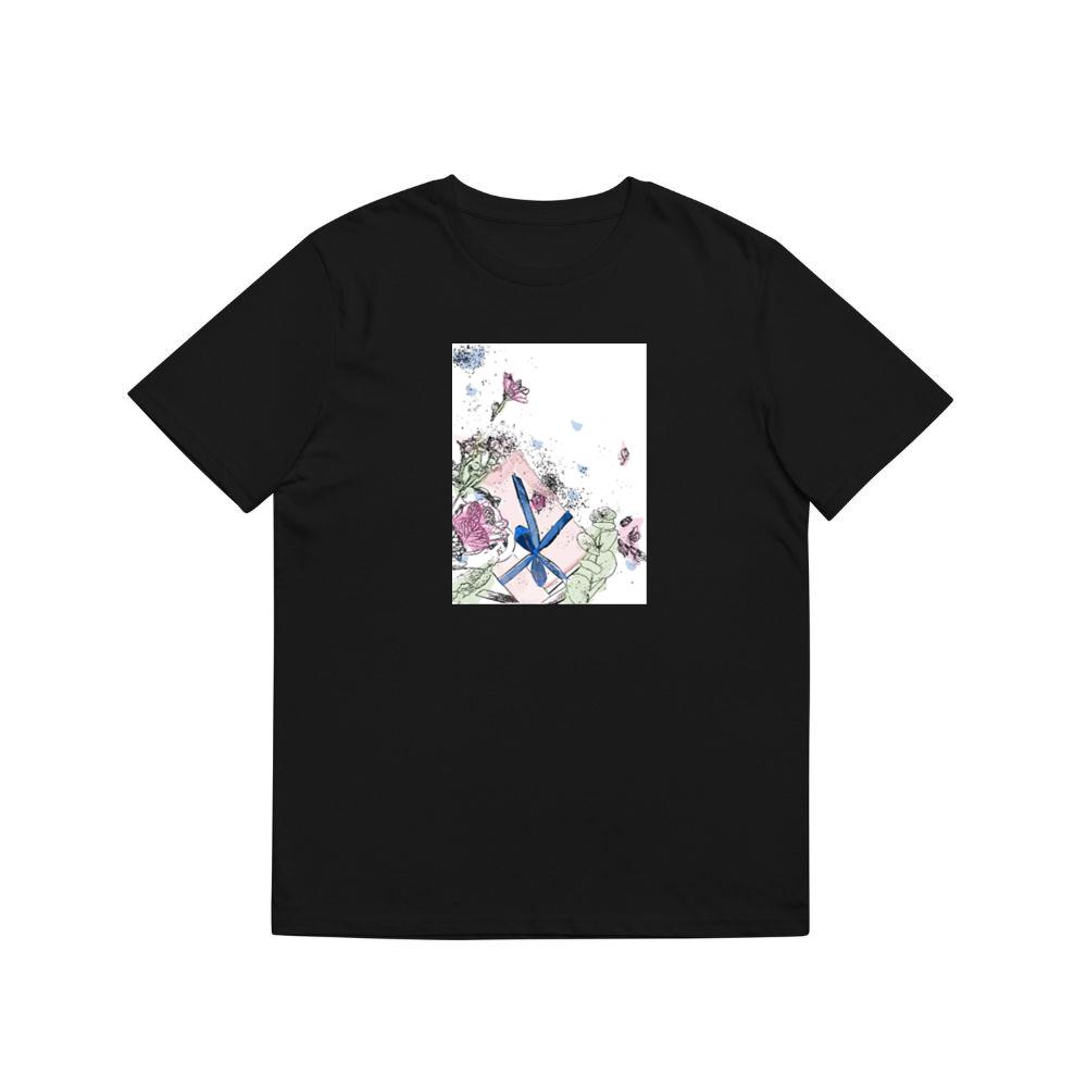 A Gift Box with Flowers and Ink Splatters in Soft Colors T-Shirts
