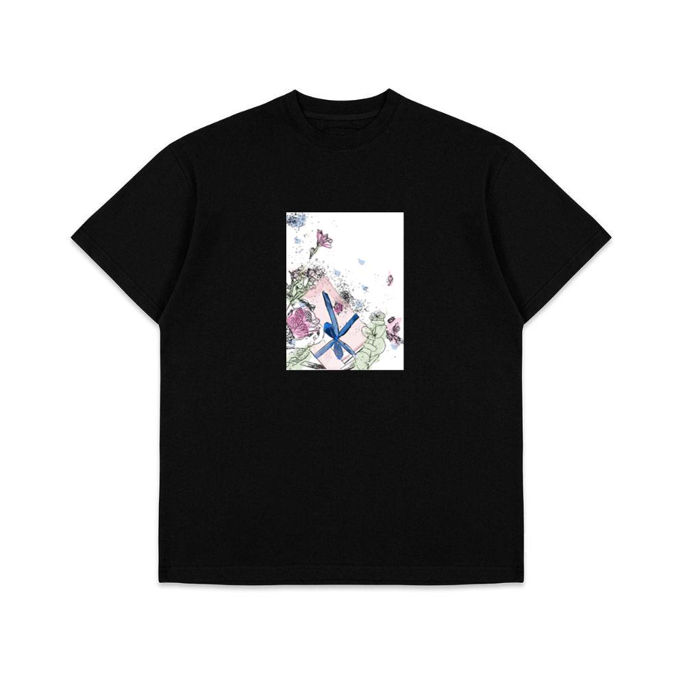 A Gift Box with Flowers and Ink Splatters in Soft Colors T-Shirts