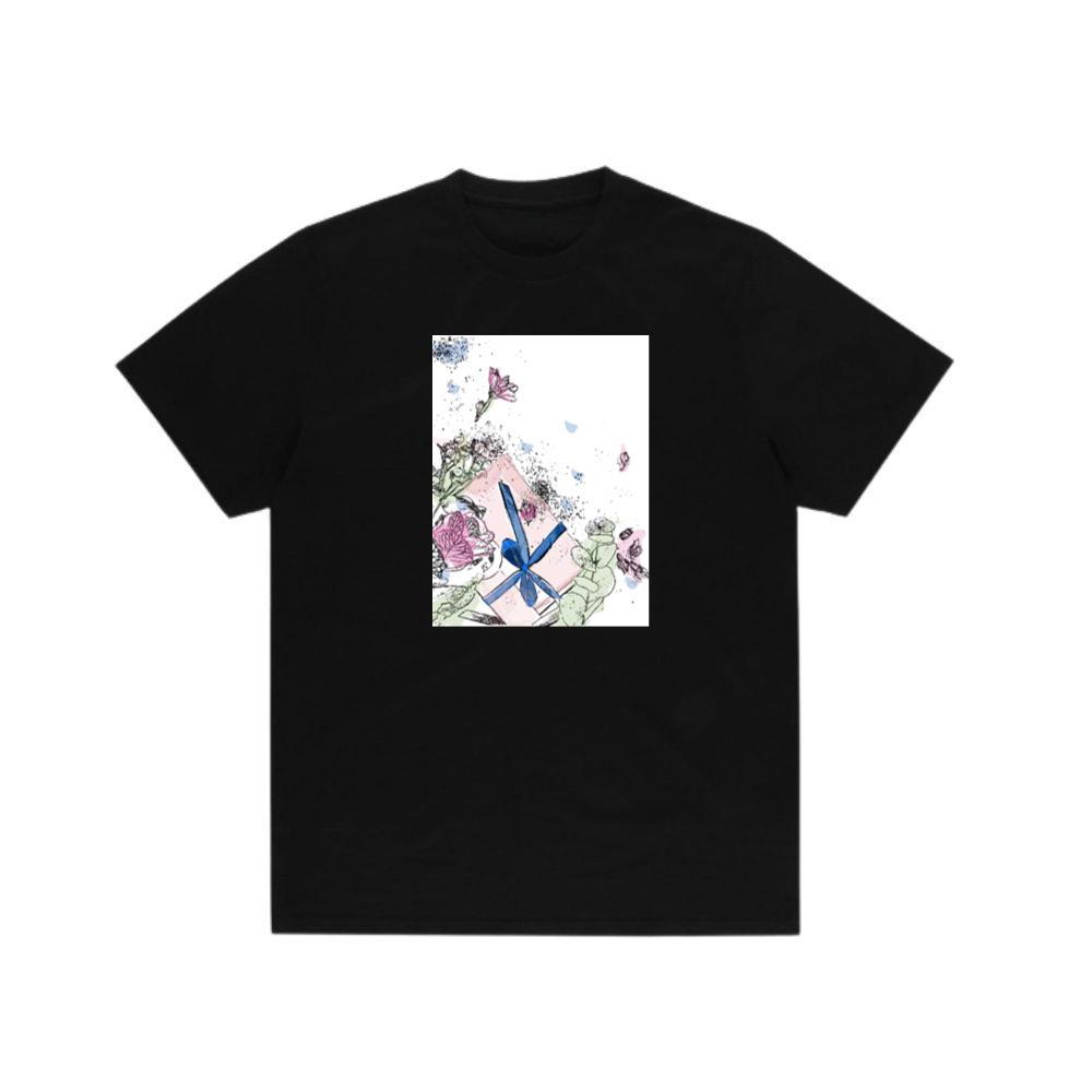 A Gift Box with Flowers and Ink Splatters in Soft Colors TShirts Hushheroes