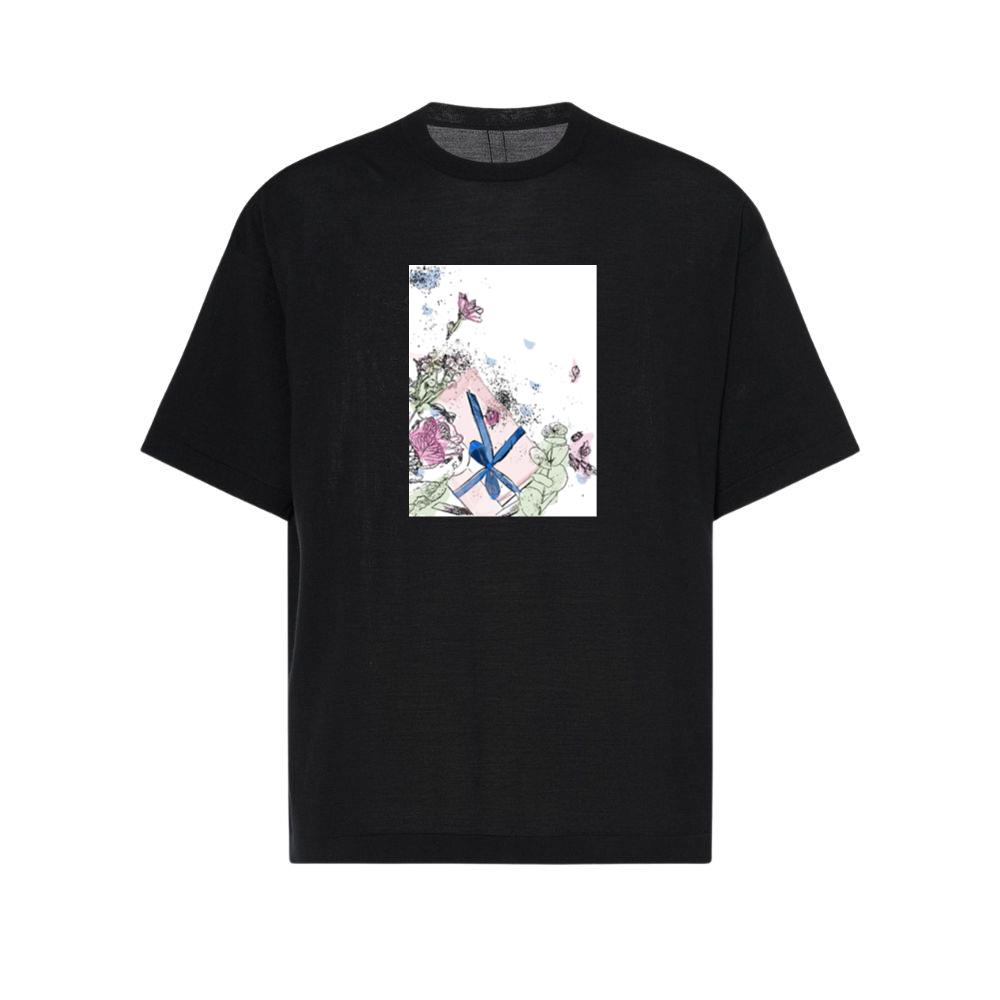 A Gift Box with Flowers and Ink Splatters in Soft Colors T-Shirts
