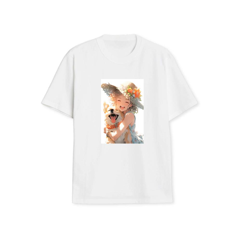 A Girl and Her Dog in a Summer Day's Embrace T-Shirts