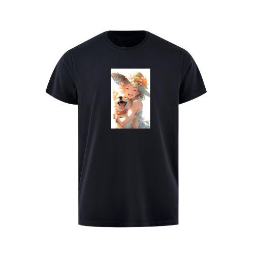 A Girl and Her Dog in a Summer Day's Embrace T-Shirts