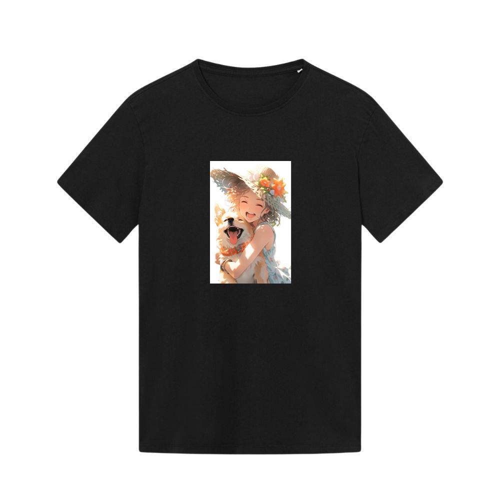 A Girl and Her Dog in a Summer Day's Embrace T-Shirts