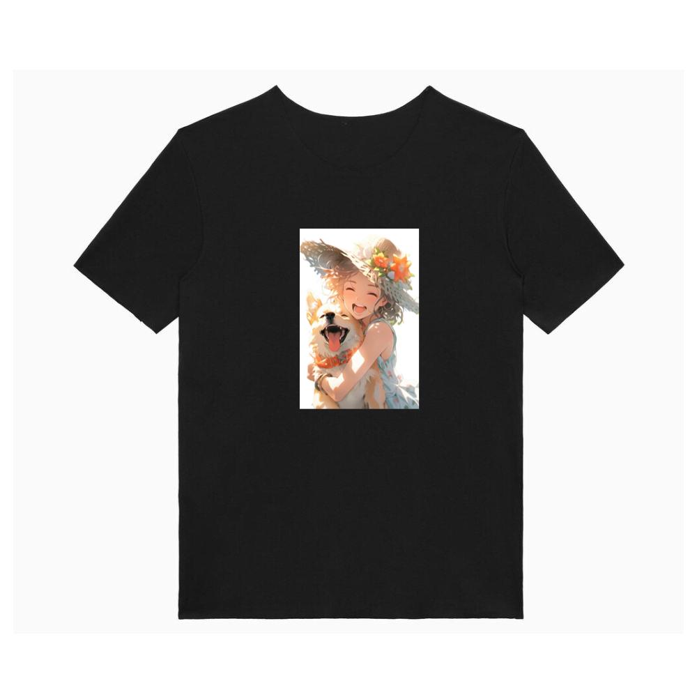 A Girl and Her Dog in a Summer Day's Embrace T-Shirts