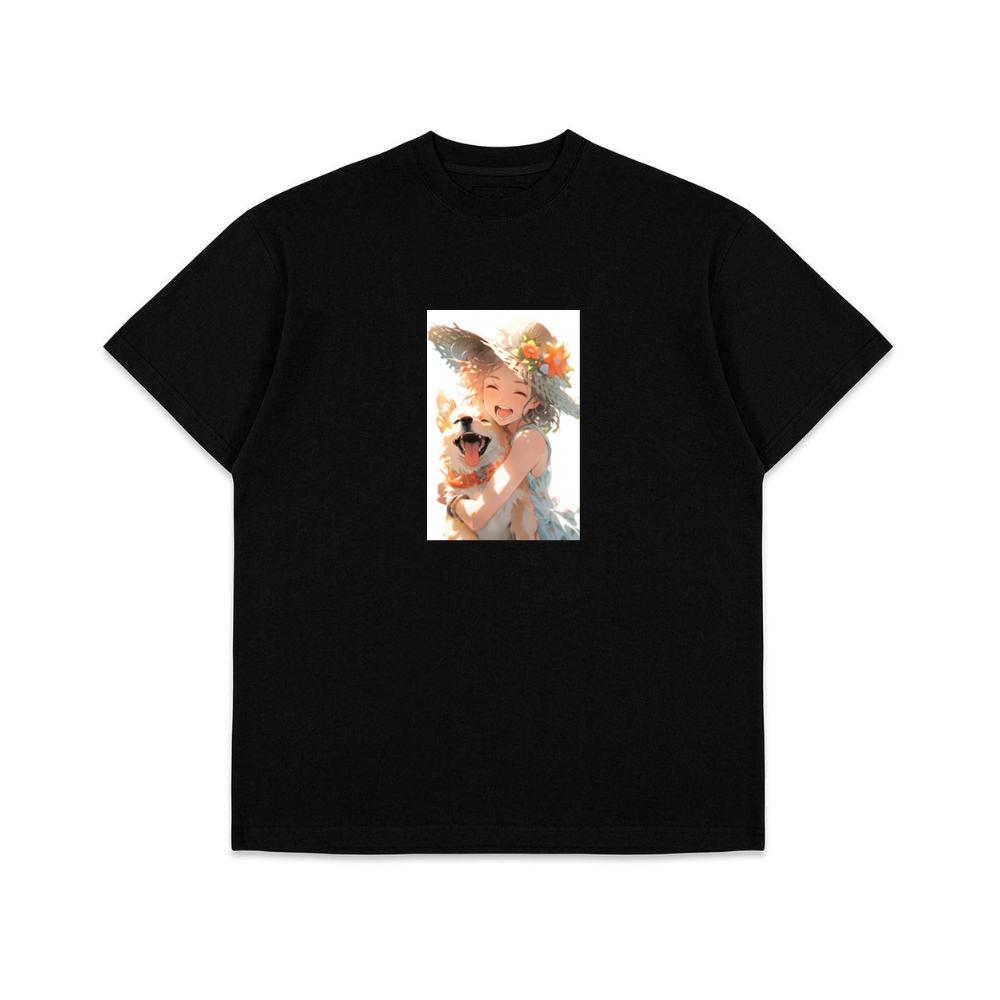 A Girl and Her Dog in a Summer Day's Embrace T-Shirts