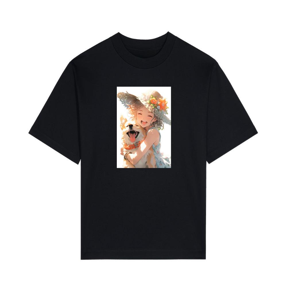 A Girl and Her Dog in a Summer Day's Embrace T-Shirts
