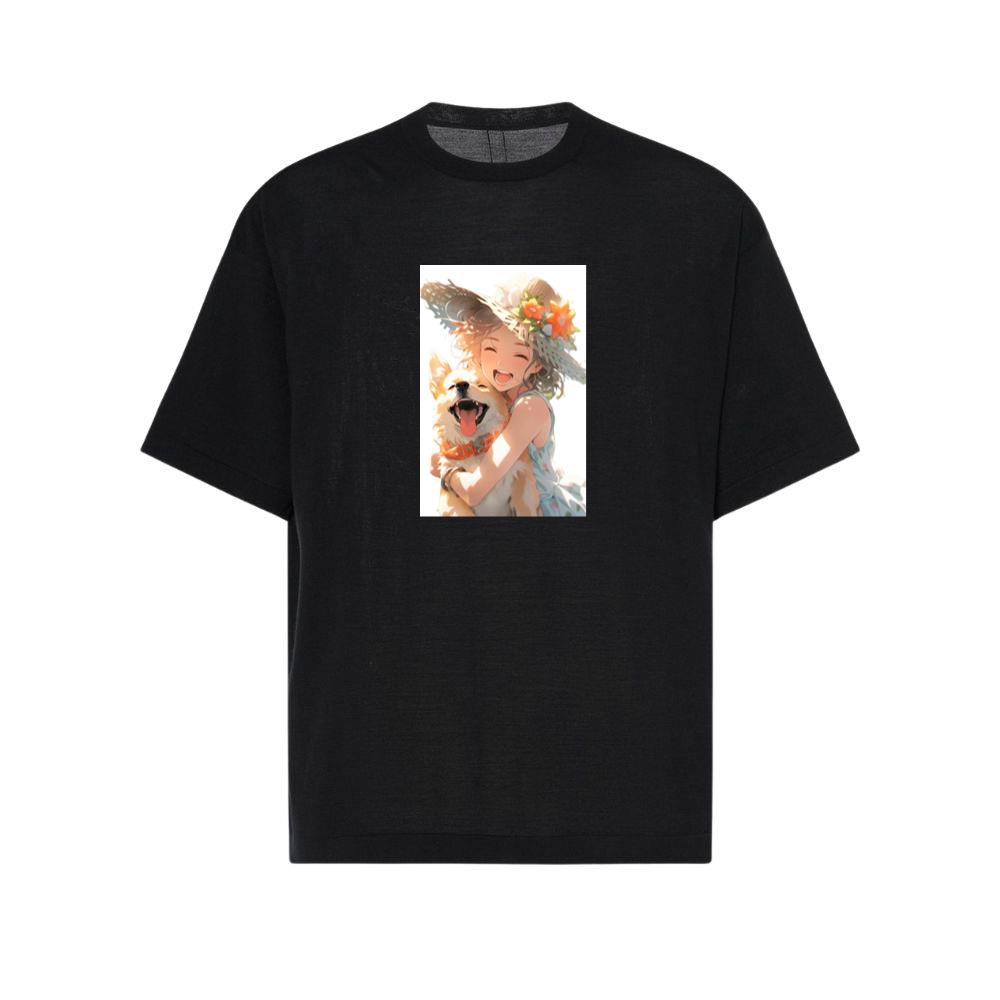 A Girl and Her Dog in a Summer Day's Embrace T-Shirts