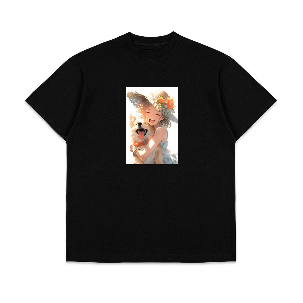 A Girl and Her Dog in a Summer Day's Embrace T-Shirts